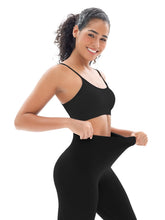 Load image into Gallery viewer, Seamless Workout Sets for Women 2 Piece Adjustable Strappy Sports Bra with High Waisted Butt Lifting Leggings Gym Sets(Our82 Black)