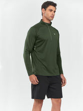 Load image into Gallery viewer, NORTHYARD Men's Quarter Zip Pullover – Long Sleeve Moisture-Wicking Running Shirt with UPF 50+ in Army Green
