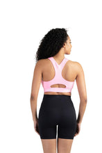 Load image into Gallery viewer, New Balance Womens Seamless Wirefree, Racerback Sports Bra with Removable Pads, Bottom Band with Logo, Munsell White