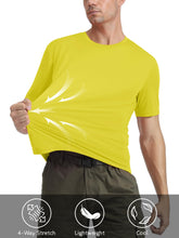 Load image into Gallery viewer, MAGCOMSEN Men's UPF 50+ Short Sleeve T-Shirt – Lightweight Dry Fit Running & Gym Shirt | Yellow