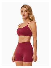 Load image into Gallery viewer, ABOCIW Cross Back Sports Bras for Women Seamless Seamless V Back Scrunch Butt Lifting High Waist Biker Shorts 2 Piece Workout Sets for Women Yoga Gym Outfits Red