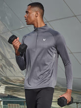 Load image into Gallery viewer, NORTHYARD Men's Quarter Zip Pullover – Long Sleeve Moisture-Wicking Running Shirt with UPF 50+ in Smoke Grey