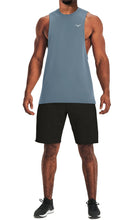 Load image into Gallery viewer, Project Titan Men's Drop Arm Tank Top – Loose Fit Cut Off Sleeveless Gym Shirt for Weightlifting & Training in Cool Blue