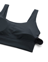 Load image into Gallery viewer, CRZ YOGA Butterluxe Womens U Back Sports Bra - Scoop Neck Padded Low Impact Yoga Clothes Workout Crop Top with Built in Pads True Navy
