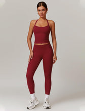 Load image into Gallery viewer, Womens Workout Sets Two Piece Seamless Stretch Cross Back Tank Top Matching Tummy Control High Waist Leggings Set 2 Piece For Women Gym Yoga Active Wear Outfits Athletic Work Out Clothes Burgundy