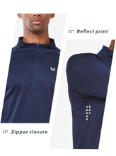 Load image into Gallery viewer, NORTHYARD Men's Long Sleeve Quarter Zip Running Shirt – Moisture Wicking Athletic Pullover | Navy