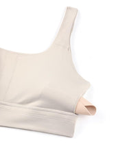 Load image into Gallery viewer, CRZ YOGA Butterluxe Womens U Back Sports Bra - Scoop Neck Padded Low Impact Yoga Clothes Workout Crop Top with Built in Pads Mojave Tan