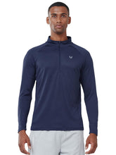 Load image into Gallery viewer, NORTHYARD Men's Long Sleeve Quarter Zip Running Shirt – Moisture Wicking Athletic Pullover | Navy