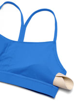 Load image into Gallery viewer, CRZ YOGA Butterluxe Womens Y Back Sports Bra - Padded Racerback Low Impact Spaghetti Thin Strap Workout Yoga Top Sparkle Blue
