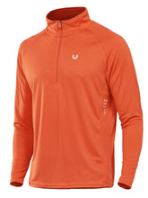 Load image into Gallery viewer, NORTHYARD Men's Long Sleeve Quarter Zip Running Shirt – Moisture Wicking Athletic Pullover | Orange