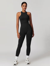 Load image into Gallery viewer, ABOCIW Workout Sets for Women, Ribbed Racerback Tank Top Bra Seamless Scrunch Butt Lifting High Waist Leggings 2 Piece Gym Yoga Outfits Tank Black