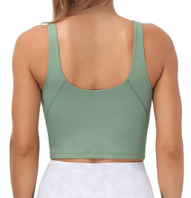 Load image into Gallery viewer, Women’s Longline Sports Bra Wirefree Padded Medium Support Yoga Bras Gym Running Workout Tank Tops (Jasmine Green)