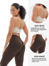 Load image into Gallery viewer, Seamless Workout Sets for Women 2 Piece Adjustable Strappy Sports Bra with High Waisted Butt Lifting Leggings Gym Sets(Our82 Grey/Coffee)