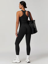 Load image into Gallery viewer, ABOCIW Workout Sets for Women, Ribbed Racerback Tank Top Bra Seamless Scrunch Butt Lifting High Waist Leggings 2 Piece Gym Yoga Outfits Tank Black