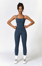 Load image into Gallery viewer, Womens Workout Sets Two Piece Seamless Stretch Cross Back Tank Top Matching Tummy Control High Waist Leggings Set 2 Piece For Women Gym Yoga Active Wear Outfits Athletic Work Out Clothes Dark Blue