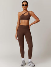 Load image into Gallery viewer, ABOCIW Workout Sets for Women 2 Piece Seamless High Waist Scrunch Butt Lifting Gym Leggings Cutout One Shoulder Sports Bra Yoga Outfits Coffee