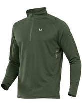 Load image into Gallery viewer, NORTHYARD Men's Quarter Zip Pullover – Long Sleeve Moisture-Wicking Running Shirt with UPF 50+ in Army Green