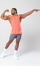 Load image into Gallery viewer, Project Titan Men's Icon Drop Arm Tank Top – Cut Off Sleeveless Gym Shirt for Weightlifting & Bodybuilding in Sunset Coral