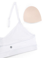 Load image into Gallery viewer, CRZ YOGA Butterluxe V-Neck Sports Bras for Women - Adjustable Thin Straps Padded Yoga Top Basic Wireless Camisole White