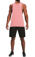 Load image into Gallery viewer, Project Titan Men's Drop Arm Tank Top – Loose Fit Cut Off Sleeveless Gym Shirt for Weightlifting & Training in Salmon Pink