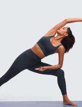 Load image into Gallery viewer, CRZ YOGA Butterluxe Womens U Back Sports Bra - Scoop Neck Padded Low Impact Yoga Clothes Workout Crop Top with Built in Pads True Navy