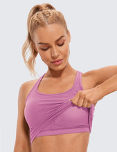 Load image into Gallery viewer, CRZ YOGA Butterluxe Womens Y-Back Racerback Longline Sports Bra - Padded Scoop Neck Workout Crop Tank Top with Built in Pads Velvet Dust