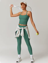 Load image into Gallery viewer, Womens Workout Sets Two Piece Seamless Stretch Cross Back Tank Top Matching Tummy Control High Waist Leggings Set 2 Piece For Women Gym Yoga Active Wear Outfits Athletic Work Out Clothes M Army Green