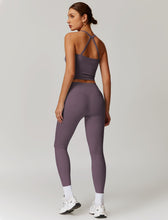 Load image into Gallery viewer, Womens Workout Sets Two Piece Seamless Stretch Cross Back Tank Top Matching Tummy Control High Waist Leggings Set 2 Piece For Women Gym Yoga Active Wear Outfits Athletic Work Out Clothes Purple