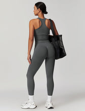 Load image into Gallery viewer, ABOCIW Workout Sets for Women, Ribbed Racerback Tank Top Bra Seamless Scrunch Butt Lifting High Waist Leggings 2 Piece Gym Yoga Outfits Tank Dark Gray