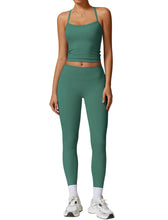 Load image into Gallery viewer, Womens Workout Sets Two Piece Seamless Stretch Cross Back Tank Top Matching Tummy Control High Waist Leggings Set 2 Piece For Women Gym Yoga Active Wear Outfits Athletic Work Out Clothes M Army Green