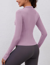Load image into Gallery viewer, Golf Clothes Women Fall Long Sleeve Athletic Shirts Cropped Workout Running Gym Tops Quarter Zip Pilates Shirts Outfit(Pink Blue)