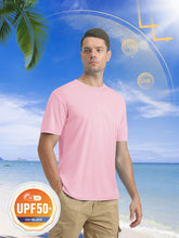 Load image into Gallery viewer, MAGCOMSEN Men's UPF 50+ Short Sleeve T-Shirt – Lightweight Moisture Wicking Gym & Running Shirt | Light Pink