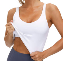 Load image into Gallery viewer, Women’s Longline Sports Bra Wirefree Padded Medium Support Yoga Bras Gym Running Workout Tank Tops (White)