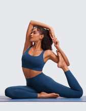 Load image into Gallery viewer, CRZ YOGA Butterluxe Womens U Back Sports Bra - Scoop Neck Padded Low Impact Yoga Clothes Workout Crop Top with Built in Pads French Navy
