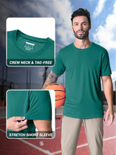Load image into Gallery viewer, Mens Short Sleeve Shirts Lightweight T-Shirt Sun Protection Rash Guards Shirts Gym Tshirts Base Layer Running Shirts Active Shirts Emerald Green