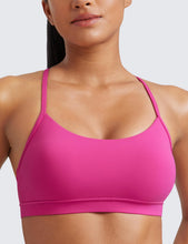 Load image into Gallery viewer, CRZ YOGA Butterluxe Womens Y Back Sports Bra - Padded Racerback Low Impact Spaghetti Thin Strap Workout Yoga Top Hibiscus Purple