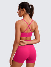 Load image into Gallery viewer, CRZ YOGA Butterluxe V-Neck Sports Bras for Women - Adjustable Thin Straps Padded Yoga Top Basic Wireless Camisole Granita Pink