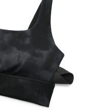 Load image into Gallery viewer, CRZ YOGA Butterluxe Womens U Back Sports Bra - Scoop Neck Padded Low Impact Yoga Clothes Workout Crop Top with Built in Pads Black Tie Dye Flowers