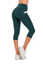 Load image into Gallery viewer, Steppe Naked Feeling High Waisted Yoga Pants Women's Workout Capris Leggings with Pockets Tummy Control Buttery Soft Running Compression Capris for Athletic Gym Exercise Fitness Dark Sea