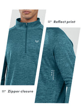 Load image into Gallery viewer, NORTHYARD Men's Quarter Zip Pullover – Long Sleeve Moisture-Wicking Running Shirt with UPF 50+ in Dark Green Heather