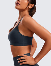 Load image into Gallery viewer, CRZ YOGA Butterluxe V-Neck Sports Bras for Women - Adjustable Thin Straps Padded Yoga Top Basic Wireless Camisole True Navy
