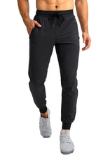 Load image into Gallery viewer, Pudolla Men's Lightweight Tapered Jogger Pants with Zip Pockets – Quick-Dry Athletic Running Joggers in Black