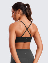 Load image into Gallery viewer, CRZ YOGA Butterluxe V-Neck Sports Bras for Women - Adjustable Thin Straps Padded Yoga Top Basic Wireless Camisole Green Palm Court