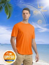 Load image into Gallery viewer, MAGCOMSEN Men's UPF 50+ Short Sleeve T-Shirt – Lightweight Quick Dry Active Shirt | Orange