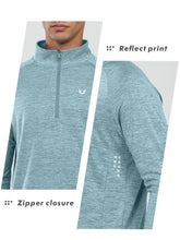 Load image into Gallery viewer, NORTHYARD Men's Quarter Zip Pullover – Long Sleeve Moisture-Wicking Running Shirt with UPF 50+ in Light Cyan Heather