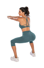 Load image into Gallery viewer, Steppe Naked Feeling High Waisted Yoga Pants Women's Workout Capris Leggings with Pockets Tummy Control Buttery Soft Running Compression Capris for Athletic Gym Exercise Fitness Adriatic Blue