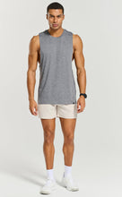 Load image into Gallery viewer, Project Titan Men's Drop Arm Tank Top – Cut Off Sleeveless Gym Shirt for Weightlifting & Bodybuilding in Dark Heather Grey