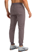 Load image into Gallery viewer, Pudolla Men's Lightweight Tapered Jogger Pants with Zip Pockets – Quick-Dry Athletic Running Joggers in Purple Grey