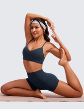 Load image into Gallery viewer, CRZ YOGA Butterluxe V-Neck Sports Bras for Women - Adjustable Thin Straps Padded Yoga Top Basic Wireless Camisole True Navy