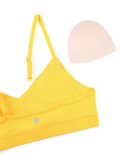 Load image into Gallery viewer, CRZ YOGA Butterluxe V-Neck Sports Bras for Women - Adjustable Thin Straps Padded Yoga Top Basic Wireless Camisole High Visibility Yellow